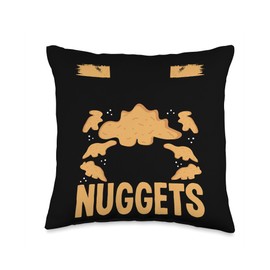 Dino Chicken Nugget Pillow Set Stuffed Animal Eating Dino Nugget Lover Throw Pillow, 16x16, Multicolor