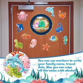 LEIFIDE 12 Pcs Cruise Door Decorations Magnetic Ocean Car Magnets Cruise Door Magnet Stickers Cruise Door Decorations Ocean Fridge Decor for Carnival Cruise Refrigerator Door (Sea Animal)