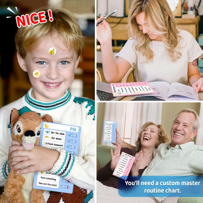 Chore Chart for Kids, Morning/Bedtime Routine Chart, Dry Erase to