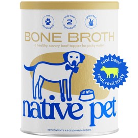 Native Pet Bone Broth for Dogs | Dog Food Topper for Picky Eaters | Dog Gravy Topper for Dry Food | Protein Powder for Dogs | Beef Flavored Bone Broth Powder for Dogs | Bone Broth for Cats | 9.5oz