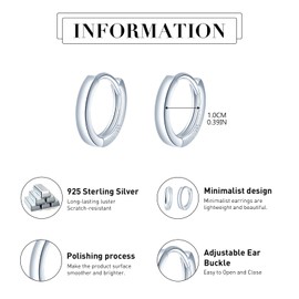 MICYUMI Men's Women's S925 Sterling Silver Earrings 10mm Diameter Round Hoop Earrings Simple Design Earrings