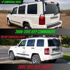 USR 06-10 XK SUV Tail Light – Rear Tail Lamps (Left + Right) Pair - Compatible with 2006-2010 Jeep Commander All Models & Trims/Sport Limited Overland (LIGHT SMOKE LENS with BLACK CHROME HOUSING)