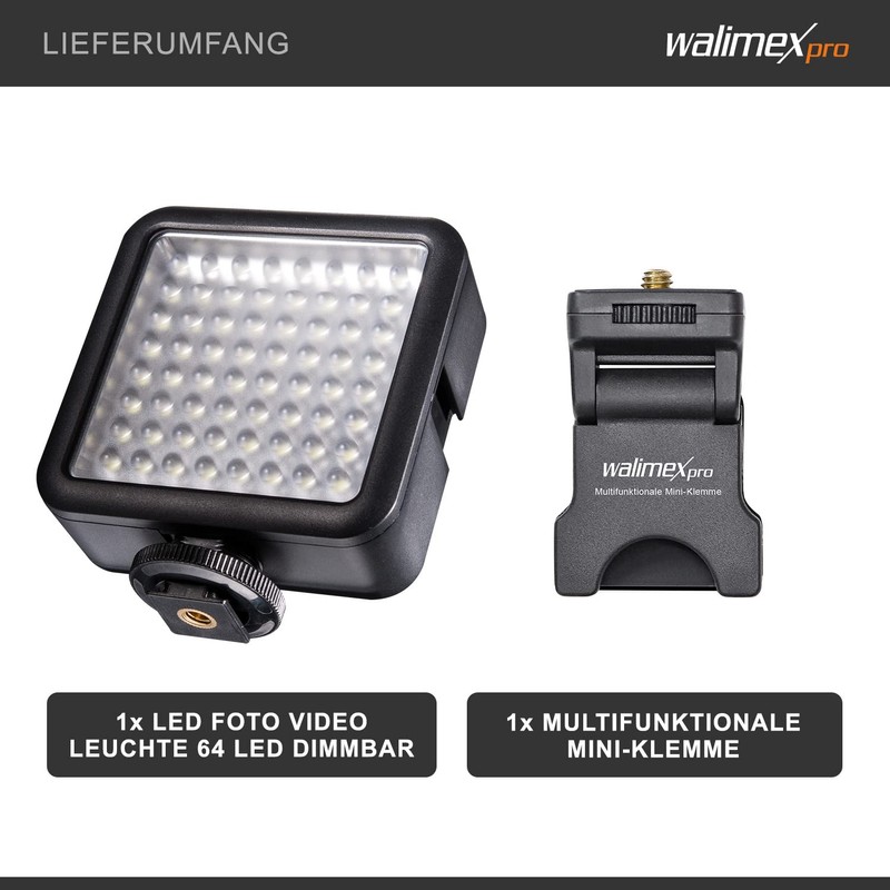 Walimex pro LED Light 64 with Mini Clamp