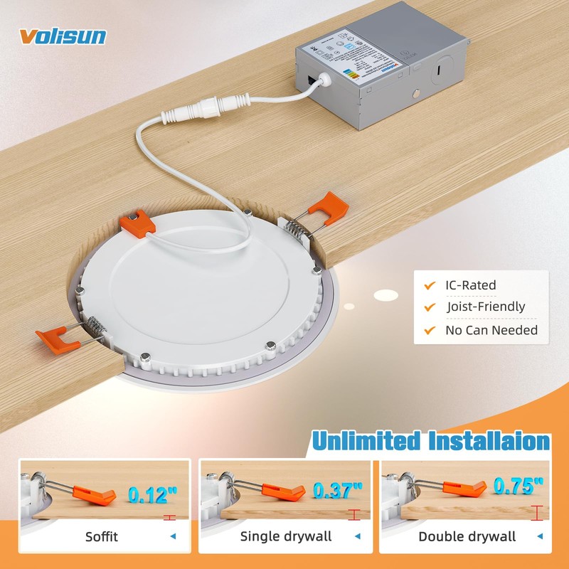VOLISUN 24 Pack 6 inch Recessed Lighting, 5CCT Ultra-Thin LED