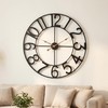 AMAATE Black Gold Cutout Numeral Metal Wall Clock Modern Industrial