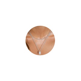 RWQIAN Layered Initial Letter A Necklace Silver for Women,Stainless Steel Tiny Initials Chain Necklace with Capital A-Z Pendant Jewellery Gifts for Teenage Girls 45cm