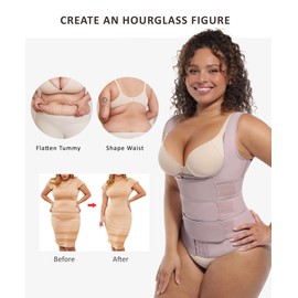 FeelinGirl Waist Trainer for Women Tummy Control with Triple Belts Latex Waist Cincher Corset Sport Compression Vest M Light Pink