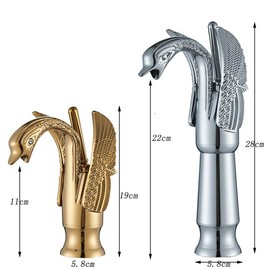 NDZZQBPGO Gold Swan Bathroom Sink Faucet Copper Basin Faucet Deck Mount Single Hole WaterTaps Hot and Cold Mixer Wash Basin Faucet Tapware(Polished Gold Short)