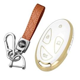 ontto TPU Car Key fob Cover Fit for Hyundai Grandeur GN7 Ioniq 6 Kona EV 2023 keyless Entry 7 Buttons Key Case Holder Bag Keychain Protector Accessories Beige A