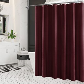 BBiggood Burgundy Shower Curtain, Waffle Weave Shower Curtain for Bathroom Set with Hooks, Waterproof Luxury Hotel Spa Style Decor, Machine Washable, 72"x72"