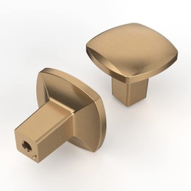 Asidrama 10 Pack Champagne Bronze Kitchen Cabinet Knob Square Dresser Knobs Brushed Brass Drawer Knobs Gold Cabinet Hardware Zinc Knob for Dresser Drawers
