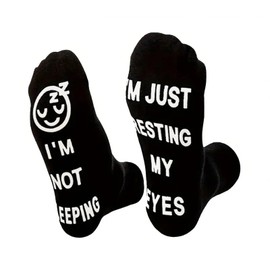 TZMFHD Dad Gifts, Novelty Socks, I'M Not Sleeping I'M Just Resting My Eyes Socks, Non-Slip Letter Socks, Funny Socks Christmas Gifts, Men Birthday Gifts For Dad, Husband, Boyfriend