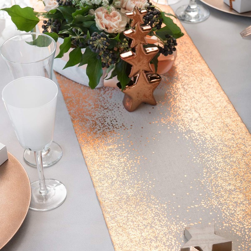 Table Runner Metallised Edge Pink Copper 28 cm x 3