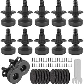 12 Piezas Niveladores de Muebles Resistentes, Patas de herreria para Muebles Negras Ajustable de 19-45mm, con Inserto, Soporte de 1800 kg, para Sofá, 