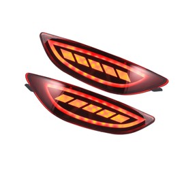 Motoforti Rear Bumper Reflector LED Fog Brake Tail Turn Signal Light Red Yellow for Hyundai Accent 2012-2017 Plastic Red Lens (Set of 2) Long-Lasting