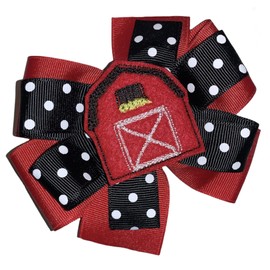 Barn Pinwheel Hair Bow 4" Farm Red