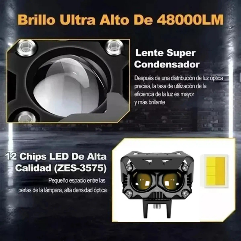 Faros De Lupa De Doble Color De 120w Para Auto,