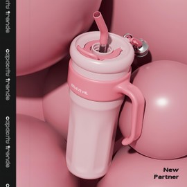 IRNATO 40Oz Mega Mug,Stainless Steel Tumbler with Handle and Straw,Cup Holder Friendly,Stainless Steel Water Bottle Extra Large Insulated Tumbler(Full of Flowers) (fense)