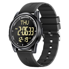 Beeasy Mens Metal Digital Watch Waterproof with Stopwatch Alarm Dual Time Countdown, Ultra-Thin Super Wide-Angle Display Digital Wrist Watches for Men/Women