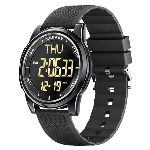 Beeasy Mens Metal Digital Watch Waterproof with Stopwatch Alarm Dual