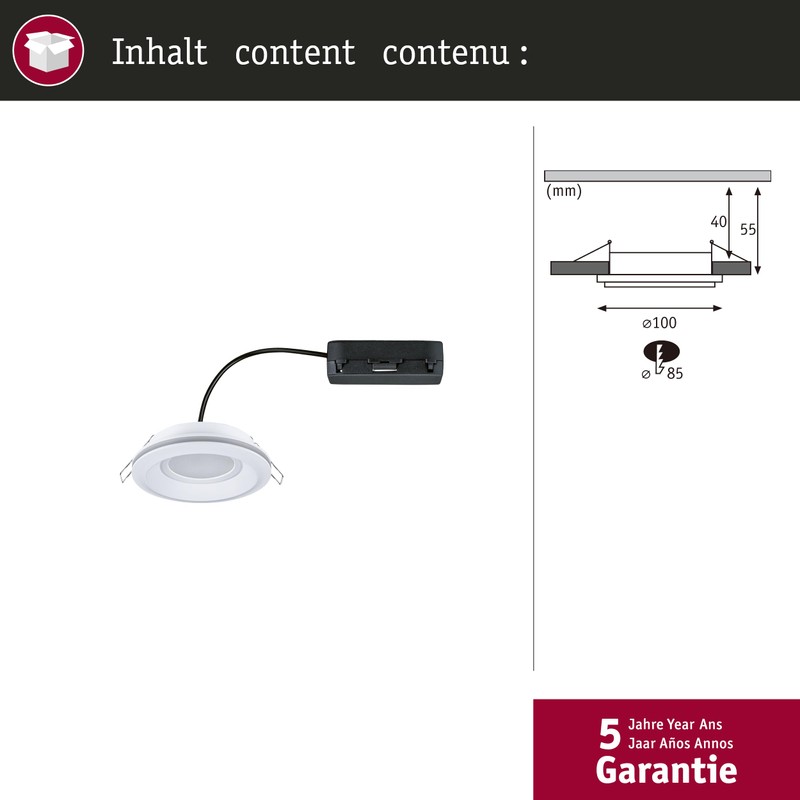 Paulmann Sormus 92247 LED Recessed Light IP65 Round 100 mm