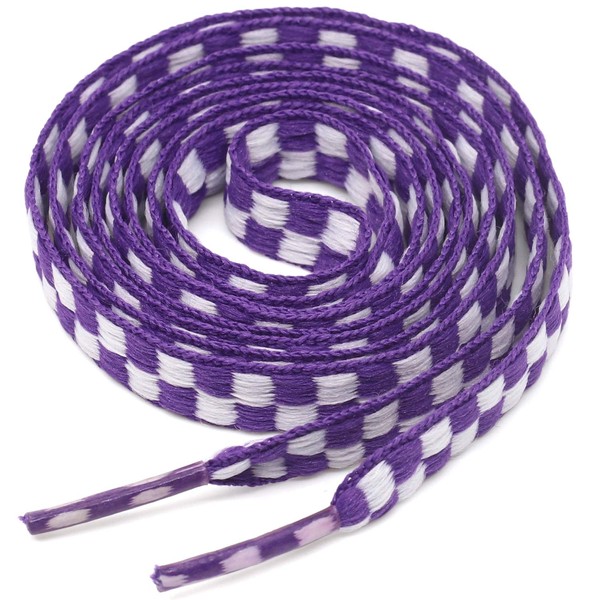 YJRVFINE Flat Checkered Shoe Laces: Wide 5/16" Patterned Shoelaces for