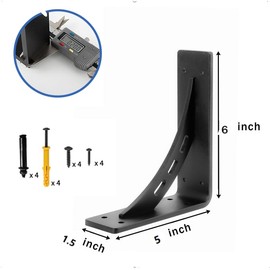 FIRMETAL 6 inch x 5 inch Heavy Duty Shelf Brackets ,Premium Alloy Metal Mantel Brackets (Set of 2) Fireplace Mantel Brackets - Countertop Support (6'' x 5 '')
