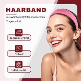 CUEMOON Haarreifen Damen Mädchen Breit Stirnbänder, Damen Stirnband Mode Breite Seite Flanell Dickes Schwamm Haarband Haarschmuck,Orange, Schwarz, Rosa