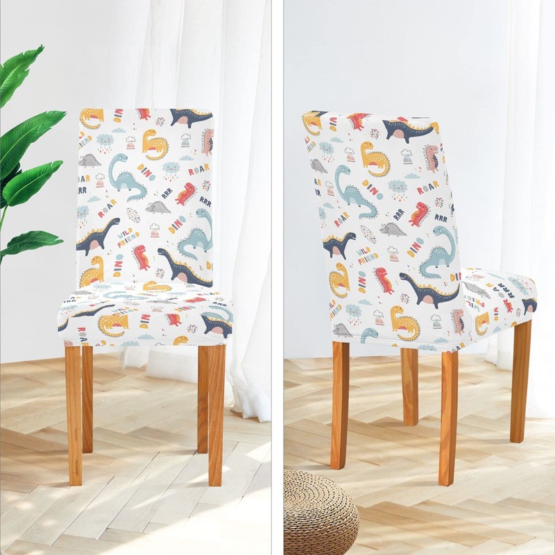 Kigai Cute Funny Kids Dinosaurs Chair Covers Set of 2,
