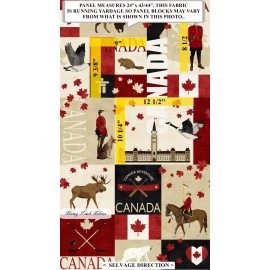 NORTHCOTT, "CANADIAN CLASSICS", FLAGS, MOUNTIES, FABRICS PRICED @ 1/2 Y & PANEL - A-PANEL 24"X43/44"
