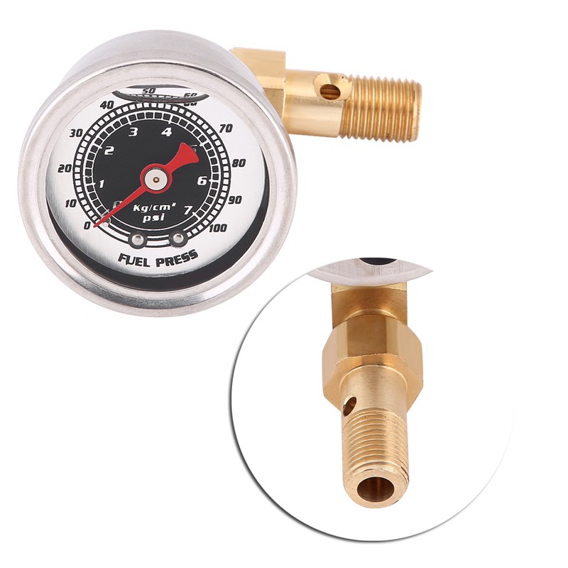 Universal Fuel Pressure Liquid Filled Regulator Gauge Adapter Kit 0-100PSI