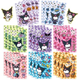 24 Sheets Cute Sanrio Character Stickers for Kids Make Your Own Cartoon Sticker Make a Face Stickers for Teens Girls Boys, Classroom Rewards Cartoon Themed Art Craft Party Supplies (Kur)