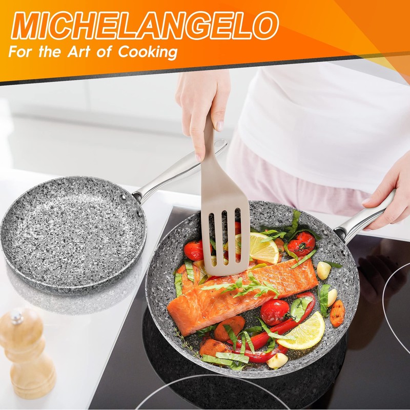 MICHELANGELO Frying Pans Set with 100% APEO & PFOA-Free Stone
