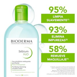 BIODERMA, Agua Micelar, Sébium H2O, Desmaquillante para Piel Grasa, Remueve Impurezas y Controla el brillo, 500ML