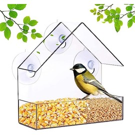 Window Bird Feeder, Window Bird Feeder with Strong Suction Cups, Outdoors Birdfeeder, Bird Feeders for Small Birds Bird Lovers of Any Age, 18x10x21cm