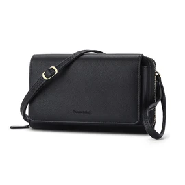Peacocktion Crossbody Bags for Women Travel RFID Wristlet Wallets Vegan Leather Clutch Purses with Phone Pocket Zipper Gifts Black