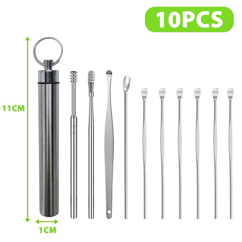 Ram® 10 Pieces Ear Wax Removal Kit Stainless Steel Professional