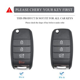 Heavy Key Fob Cover for kia, Key Fob Case Protector Accessories Fits for Kia Soul Sorento Optima Sportage Rio Forte NIRO 4 Buttons Folding Smart Key (Silver)