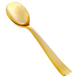 YOUBET 50Pcs Gold Plastic Spoons - Heavy Duty Plastic Spoons - Heavyweight Gold Disposable Silverware for Party & Dinners & Wedding