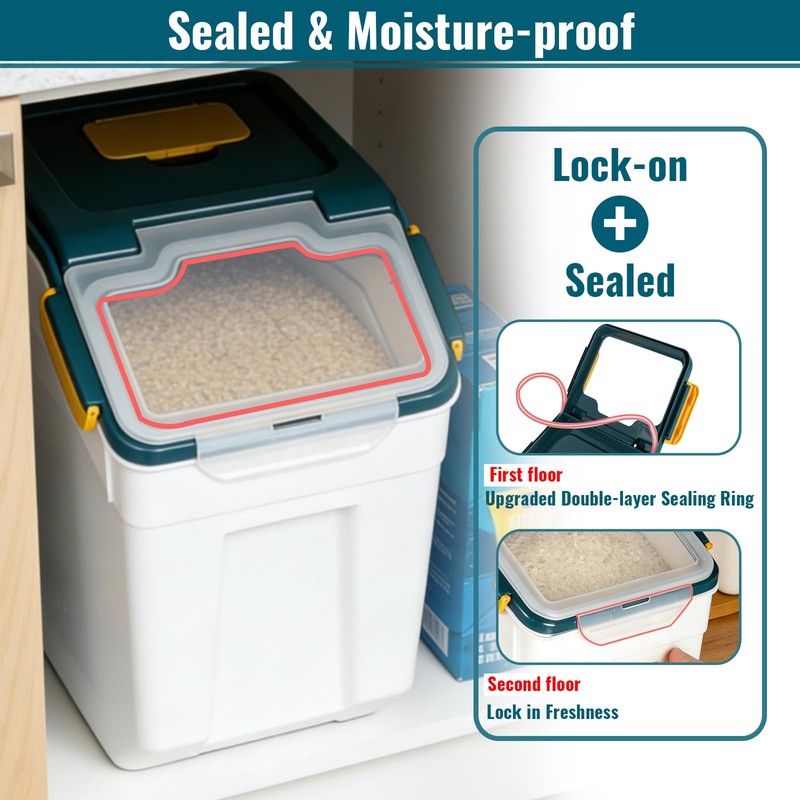 MXCELL 2 Pack Rice Container 25 lbs Large Bulk Flour