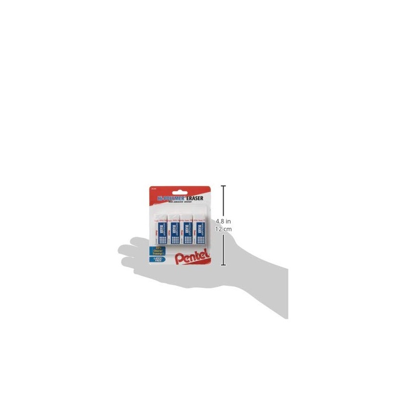 Pentel Hi-Polymer Block Eraser Small White, Pack of 8 (ZEH05BP4)