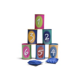 BS Toys Can Throwing - Toy for Outdoor / Outdoor - from 3 Years - Throwing Game for Children - Children's Games with Animal Tin Cans - and 2 Throwing Bags - One Size