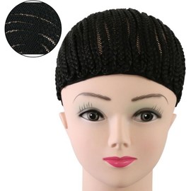 Braided Wig Cap Crochet Cornrows Cap Braided Wigs for Women Adjustable Crochet Wig Cap (Black, M)