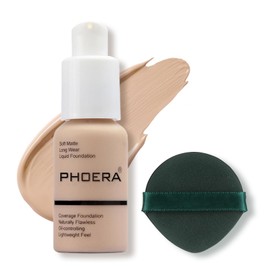 Phoera Foundation, Full Coverage Foundation, Concealer Foundation, Full Coverage Flawless Cream, Smooth, Long-Lasting, 30 ml, Phoera 24HR Matte Oil Control Concealer (102# Nude)