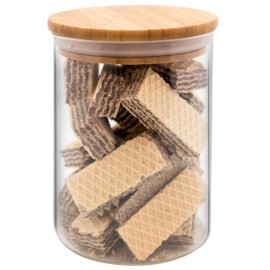 NERTHUS FIH 781 Glass with Bamboo Lid, 700 ml, Bamboo Plastic Glass, Borosilicate Glass, Transparent