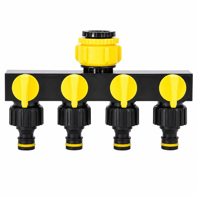 4-Way Garden Hose Splitter for Irrigation – Independent Valve Faucet