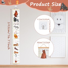 Height Chart for Children, Height Chart for Baby and Toddler Room, Growth Chart Easy Recording, Durable Use, 195 x 20 cm, No Track Hook