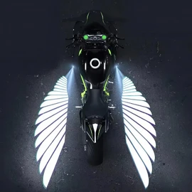 OBEST Motorcycle Modification Light, Angel Wing-Shaped LED Projection Light, Non-Perforated Motorcycle Welcome Atmosphere Light, Suitable for All Vehicle Models