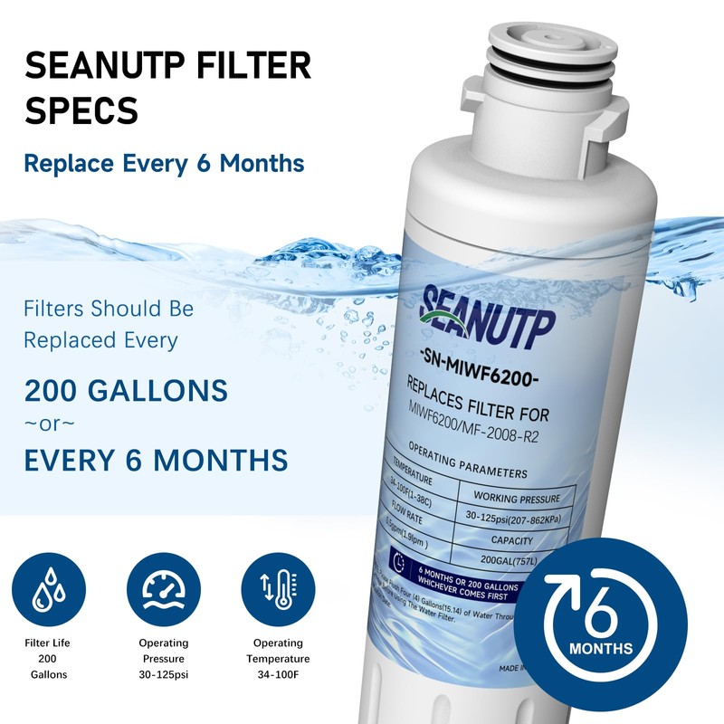 MIWF6200 Filter Replacement for Midea MF-2008-R2 MRQ22D7AST MRS26D5AST MRS26D7AST (1