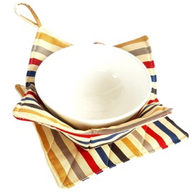 CUSHYSTORE Bowl Cozy Pot Holder Canvas Holders Heat and Cold Resistant Anti-Scalding Protector (Retro Striped),7.5inchx7.5inchx4inch